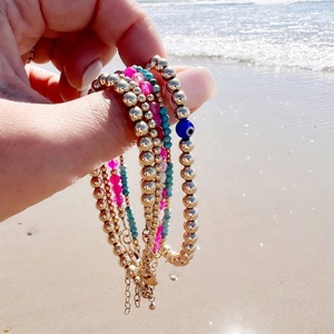 18K Gold Plated Beaded <b>Bracelets</b> for Women Luxury Natural Stone Beaded Jewelry Delicate Colorful Beaded <b>Bracelet</b> <b>Stack</b> for Her - Product Image 1