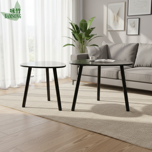 ชุดโต๊ะกาแฟไม้ไผ่แบบมินิมอล ประกอบง่าย โต๊ะข้างลายหินอ่อน สำหรับห้องนั่งเล่นและตกแต่งบ้าน - Product Image 4