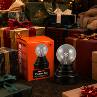 Globe en verre transparent avec base noire stable, éclairage d'ambiance de bureau, cadeau décoratif pour Noël, anniversaire, fête, boule de plasma