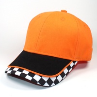 Casquette de baseball unisexe en sergé de coton structuré, motif à carreaux 6 panneaux, impression numérique de haute qualité, motif drapeau de course, quatre couleurs