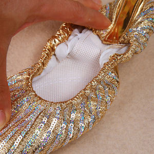 Kadın katlanabilir taşınabilir seyahat göbek dans ayakkabıları düz rulo Up terlik kapalı egzersiz göbek bale dans ayakkabıları kızlar kadın - Product Image 5