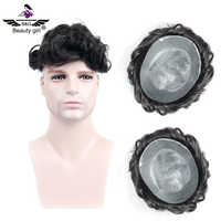 Toupet naturel pour hommes taille 9*11 pouces cheveux humains hommes toupet Base Pu peau mince toupet homme système de cheveux