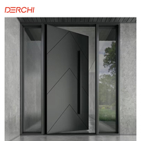 Porte d'entrée pivotante moderne en acier inoxydable de luxe sur mesure, porte extérieure de sécurité, porte pivotante en aluminium noir