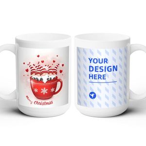 Mug en céramique personnalisé pour Noël avec couvercle et cuillère, design de dessin animé imprimé sur mesure, 15 oz, compatible micro-ondes, pour cadeaux promotionnels - Product Image 5