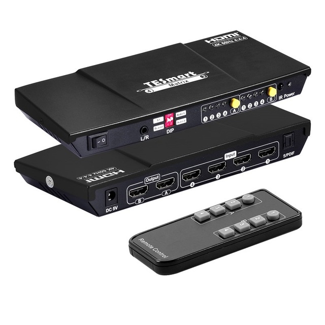 TESmart 4x2 4K for HDMI Matrix Switch with Audio Extraction and Output Video Splitters & Converters for Home Theater