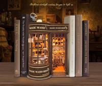 Le bricolage assemblé à la main Little Bear Bakery peut être éclairé et interagi Mini support de livre Cadeaux d'anniversaire mignons.
