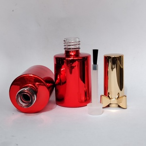 Sang Trọng Mạ Điện Móng Tay Màu Đỏ Đánh Bóng Chai UV Gel Nước Hoa Chai Thủy Tinh Với Bạc Vàng <span class=keywords><strong>Cap</strong></span> Cổ Phiếu Rỗng Cho Móng Tay Đánh Bóng Bàn Chải - Product Image 5