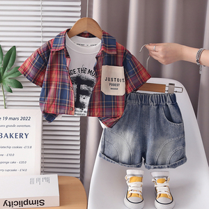 Nouvel ensemble 3 pièces mode été 2026 LY pour bébés et tout-petits : T-shirt décontracté à manches courtes en coton avec motif <span class=keywords><strong>de</strong></span> dessin animé et tenue fine - Product Image 4