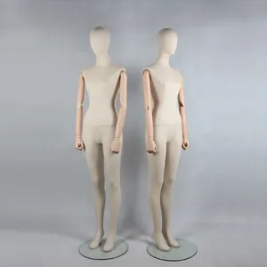 Maniquíes de diseño de moda precio de fábrica femenino tela de lona cubierta maniquí de cuerpo completo