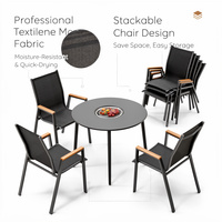 Ensemble de jardin Meiqi résistant aux intempéries, table et chaises de barbecue en acier au carbone, ensemble de table à manger pour jardin, patio, villa