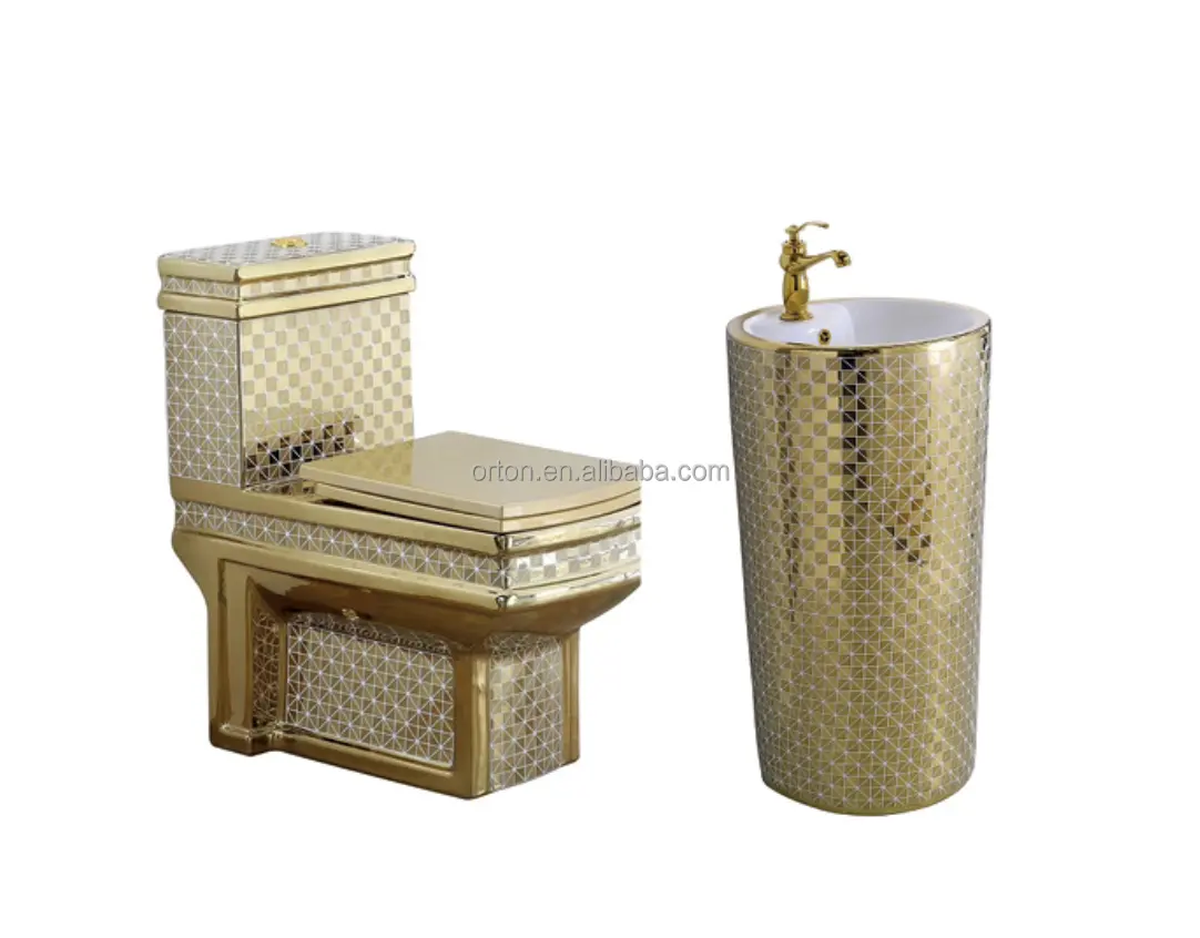 ORTON BATHS Inodoro WC Toiletten schüssel Fabrik Großhandel Kommode waschen ein Stück goldenes Toiletten set