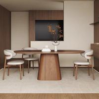 Table de salle à manger ovale moderne en bois massif, ensemble de 6 chaises en noyer, design de mobilier extensible, résistant à l'eau et écologique pour la maison