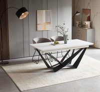 Ensemble de table à manger extensible en pierre frittée blanche haut de gamme moderne, imperméable, pour salle à manger et salon, maison, hôtel