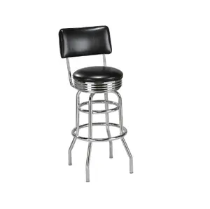 Double Chrome Ring Commercial Style Bar Stool with Back from Regal Seating
