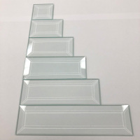 Biseauté réfléchissants dorés en verre biseautés, pour porte de fenêtre, meubles, 1 pièce
