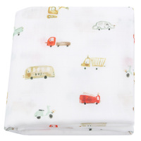 Couverture d'emmaillotage en mousseline 70 % bambou 30 % coton à motif voiture 47x47 pouces pour nouveau-né, anti-boulochage, portable, toutes saisons 2026
