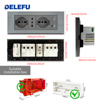 Prise intelligente standard italienne DELEFU avec charge rapide Type-C, panneau de commande gris, adaptée à une utilisation à la maison et au bureau