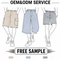 Short en jean ample pour homme, coupe 3/4, longueur genou, style vintage, lavage personnalisé, par un fabricant de denim