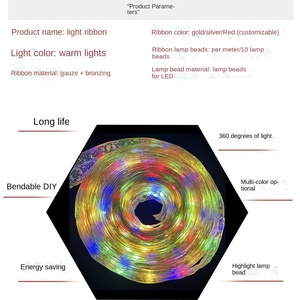 크리스마스 리본 라이트 스트링 LED 조명 매달려 장식 크리스마스 트리 장식 리본 DIY 액세서리 펜던트 - Product Image 5