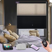 Persianas Enrollables Motorizadas de Alta Calidad con Control Remoto, Opacas, con Parte Superior e Inferior Planas, para Ventanas Francesas, Sala de Estar y Dormitorio