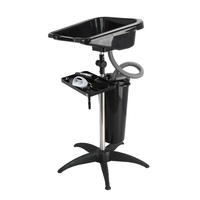 Bac à shampoing portable avec appui-tête et plateau de rangement, réglable en hauteur, pour barbiers, usage extérieur et hôtelier