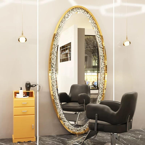 Modern Wall Mounted Large Full Length Gold Styling <b>Barber</b> Salon Furniture with LED Makeup Mirror for Beauty Salon - Product Image 2