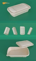 Contenedor de Alimentos Desechable Biodegradable de 224x128x64mm y 850ml, Apto para Microondas, Hecho de Almidón de Maíz, para Uso en Restaurantes