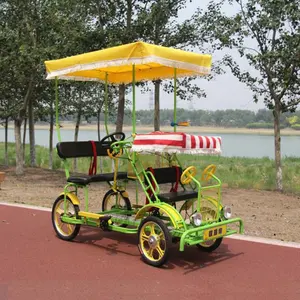 Manufacturer Classic HIGH QUALITY 4 Wheel Bike Surrey 4 Seater Bike With Led Lights And Baby Seat BICYCLE