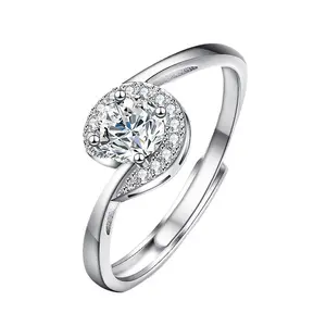 JS semplice s925 argento moissanite anello di diamanti placcato pt950 nozze simulazione anello di diamanti fabbrica all'ingrosso