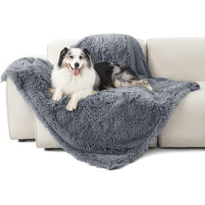 Solid Color Reversible Soft Sherpa PV Fleece Waterproof <strong>Dog</strong> Bed Cover Pet Blanket <strong>Throws</strong> <strong>for</strong> Bed <strong>Sofa</strong> and Floor - Product Image 1