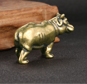 Лидер продаж: Коллекционные фигурки гиппопотамов из цельной меди, забавные украшения для чайной церемонии, декоративные изделия из латуни ручной работы, оптом - Product Image 2