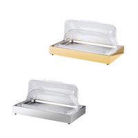 Vitrine chauffante rectangulaire en acier inoxydable Liyunda pour buffet de fête ou d'hôtel avec couvercle à enroulement