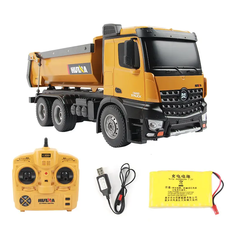 HUINA oyuncaklar 1573 1/14 10CH alaşım RC damperli kamyonlar mühendislik inşaat araba uzaktan kumandalı araç oyuncak RTR RC kamyon için hediye erkek