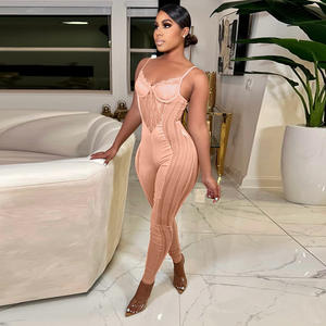 Kliou — combinaison moulante en dentelle pour femme, vêtement taille haute, bretelles Spaghetti, sans manches, style Patchwork, Sexy, combinaison de fête, été <span class=keywords><strong>2022</strong></span> - Product Image 2