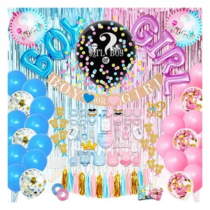 Воздушные шары с надписью «Пол-лимон» для мальчиков и девочек, баннер с конфетти, праздничные украшения, занавеска из фольги для будущей мамы
