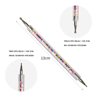 Stylo à diamant professionnel JiaSi double face avec manche en acrylique et pointe en acier inoxydable JS-HB003 pour nail art - Échantillon gratuit