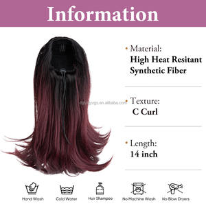 Extensions de cheveux synthétiques à cordon de serrage de 14 pouces, style queue de cheval inversée, avec filet de maintien - Product Image 3