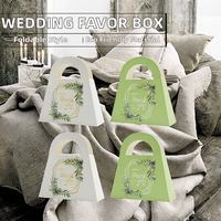 Boîtes en carton pour cadeaux de mariage, forme sac à main blanc et vert, recyclables, pliables, pour bonbons et friandises de mariage
