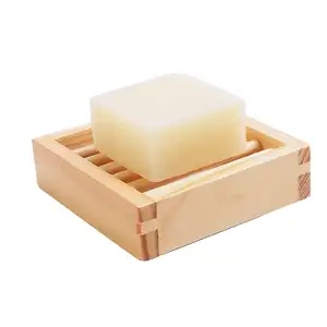 Carbonized Shower Soap Holder Wood With Drain Anti-slip Wooden Sink Soap Dish Case