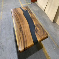 Prix favorable Usine Populaire Nouveaux Produits Salle À Manger Moderne Bois Rivière Restaurant Cuisine Table En Résine Époxy