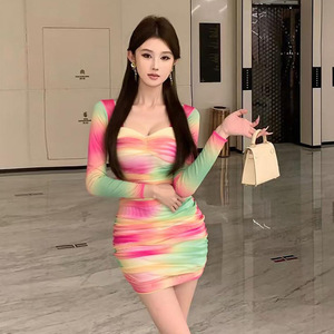 Robe décontractée moulante à col carré et taille cintrée pour femmes, modèle 7333, vente en gros - Product Image 3