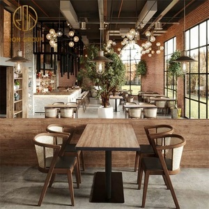Conjunto <span class=keywords><strong>de</strong></span> Muebles Ron Group, Silla Ergonómica Personalizada, Asientos <span class=keywords><strong>de</strong></span> Cuero <span class=keywords><strong>para</strong></span> Restaurante, Mesa Rectangular <span class=keywords><strong>de</strong></span> Madera Sólida - Product Image 2