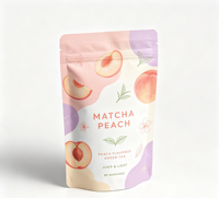 Sachet refermable personnalisé recyclable avec logo, pour poudre de matcha, emballage alimentaire, avec ligne de déchirement, taille personnalisée, faible MOQ, vente en gros