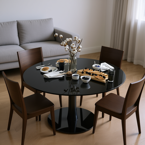 Plateau de table rond en verre trempé, 36 pouces, noir, épaisseur 1/4, bord poli, pour décoration de salle à manger - Product Image 2