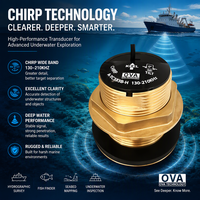 Transducteur de sonar marin Ova Technology 1KW pour bateau, transducteur Chirp traversant le coque en bronze pour la pêche