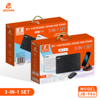 Kit clavier-souris sans fil BT 3-en-1 avec support pour téléphone et tablette pour ordinateur portable et tablette