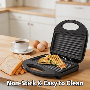 YC-64 Machine à sandwich électrique 750W, mini-<span class=keywords><strong>grille</strong></span>-<span class=keywords><strong>pain</strong></span> double face antiadhésif, idéale <span class=keywords><strong>pour</strong></span> le petit-déjeuner à la maison - Product Image 2