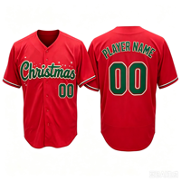 Jersey Bisbol Natal Kustom, Kaos Tim Liburan Santa yang Dipersonalisasi, Jersey Bisbol Kancing Depan Gaya Hip Hop untuk Pria Wanita Remaja