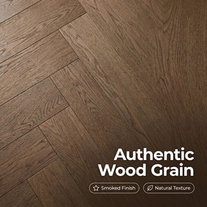 Suelo <span class=keywords><strong>de</strong></span> <span class=keywords><strong>roble</strong></span> ahumado vintage con base <span class=keywords><strong>de</strong></span> abedul macizo, diseño en espiga, superficie resistente a los arañazos, pintura a base <span class=keywords><strong>de</strong></span> agua, para sala <span class=keywords><strong>de</strong></span> estar, exterior y parque. - Product Image 5