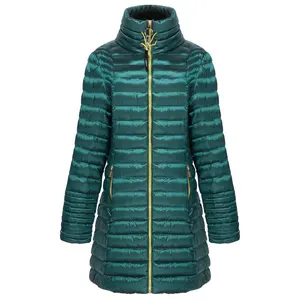 2022 Fashion Shiny Aqua Green Custom warm hooded long jackets for ladies long plus size women jackets and winter puffer coat